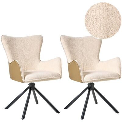 Beliani Lot De 2 Chaises De Salle À Manger En Bouclé Pivotantes Base En Métal Beige Clai - Publicité Beliani Lot De 2 Chaises De Salle À Manger En Bouclé Pivotantes Base En Métal Beige Clai - Publicité