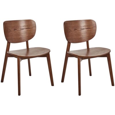 Beliani Lot De 2 Chaises De Salle À Manger Cadre Et Pieds En Bois D'Hévéa Foncé Overly - Publicité Beliani Lot De 2 Chaises De Salle À Manger Cadre Et Pieds En Bois D'Hévéa Foncé Overly - Publicité