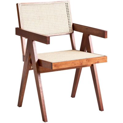 Beliani Chaise D'Appoint Moderne En Bois Dossier En Osier Meuble Salle À Manger Marron W - Publicité Beliani Chaise D'Appoint Moderne En Bois Dossier En Osier Meuble Salle À Manger Marron W - Publicité