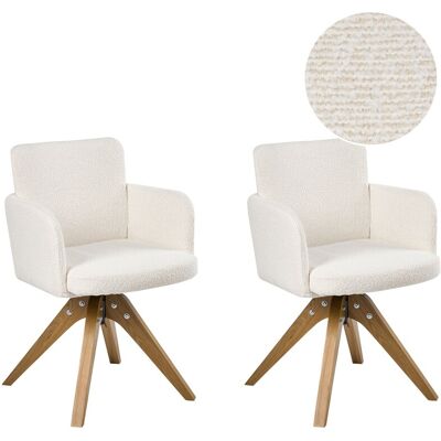 Beliani Lot De 2 Chaises De Salle À Manger En Bouclé Pivotantes Avec Accoudoirs Pieds En - Publicité Beliani Lot De 2 Chaises De Salle À Manger En Bouclé Pivotantes Avec Accoudoirs Pieds En - Publicité