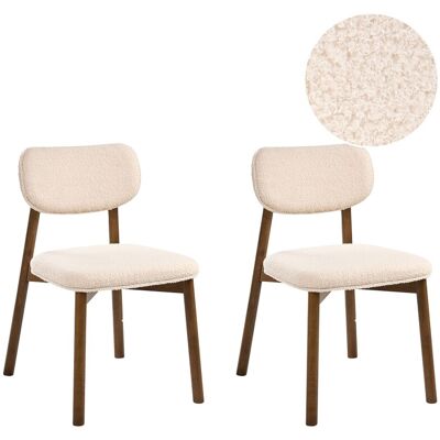 Beliani Lot De 2 Chaises De Salle À Manger En Bouclé Assise Et Dossier Rembourré En Bois - Publicité Beliani Lot De 2 Chaises De Salle À Manger En Bouclé Assise Et Dossier Rembourré En Bois - Publicité