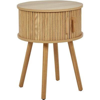 Beliani Table De Nuit Ronde Chevet De Lit Porte Coulissante Mdf Pieds En Bois Massif Boi - Publicité Beliani Table De Nuit Ronde Chevet De Lit Porte Coulissante Mdf Pieds En Bois Massif Boi - Publicité