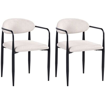 Beliani Lot De 2 Chaises De Salle À Manger Moderne En Métal Siège Rembourré Beige Tanevi - Publicité Beliani Lot De 2 Chaises De Salle À Manger Moderne En Métal Siège Rembourré Beige Tanevi - Publicité