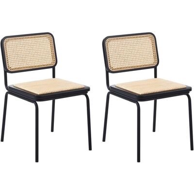 Beliani Lot De 2 Chaises De Salle À Manger Bohème Vintage Assise Et Dossier En Rotin Pe - Publicité Beliani Lot De 2 Chaises De Salle À Manger Bohème Vintage Assise Et Dossier En Rotin Pe - Publicité
