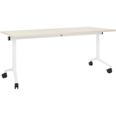 Bureau Pliable Moderne Mobile Beliani - Blanc & Bois Clair - 180x60cm - Publicité Bureau Pliable Moderne Mobile Beliani - Blanc & Bois Clair - 180x60cm - Publicité
