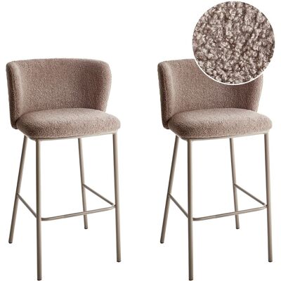 Beliani Lot De 2 Chaises De Bar En Bouclé Rembourré Sans Accoudoirs Pieds Noirs Marron - Publicité Beliani Lot De 2 Chaises De Bar En Bouclé Rembourré Sans Accoudoirs Pieds Noirs Marron - Publicité