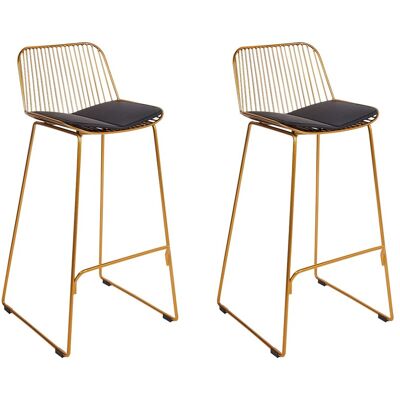 Beliani Lot 2 Chaises De Bar Design Assise En Cuir Pu Et Structure Dossier En Fil Métal - Publicité Beliani Lot 2 Chaises De Bar Design Assise En Cuir Pu Et Structure Dossier En Fil Métal - Publicité