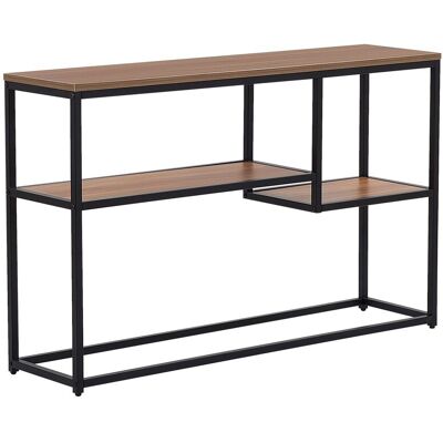 Beliani Table Console Avec 2 Étagères En Métal Et Mdf Noir Et Bois Foncé Belmont - Publicité Beliani Table Console Avec 2 Étagères En Métal Et Mdf Noir Et Bois Foncé Belmont - Publicité
