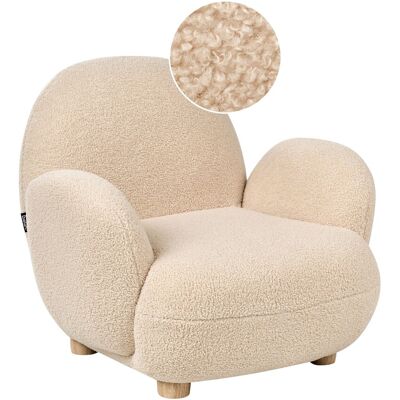Beliani Fauteuil Enfant Rembourré Pieds En Bois Siège Bouclé Beige Hem - Publicité Beliani Fauteuil Enfant Rembourré Pieds En Bois Siège Bouclé Beige Hem - Publicité