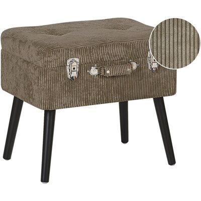 Beliani Tabouret De Rangement Moderne Valise Coffre Boutonné En Velours Côtelé Marron Cl - Publicité Beliani Tabouret De Rangement Moderne Valise Coffre Boutonné En Velours Côtelé Marron Cl - Publicité