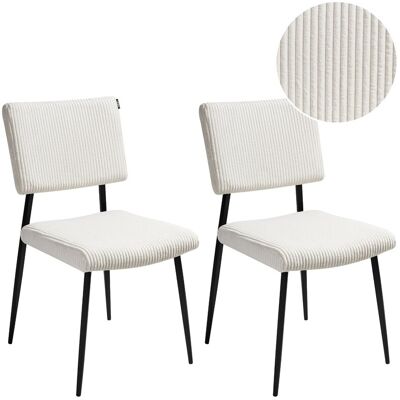 Beliani Lot De 2 Chaises En Velours Côtelé Salle À Manger Rembourrées Pieds En Fer Blanc - Publicité Beliani Lot De 2 Chaises En Velours Côtelé Salle À Manger Rembourrées Pieds En Fer Blanc - Publicité