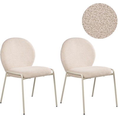 Beliani Lot De 2 Chaises De Salle À Manger Bouclé Pieds En Fer Beige Clair Ellie - Publicité Beliani Lot De 2 Chaises De Salle À Manger Bouclé Pieds En Fer Beige Clair Ellie - Publicité