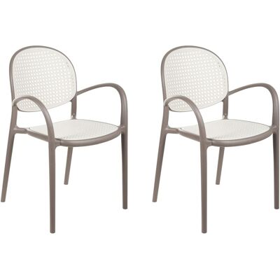 Beliani Lot De 2 Chaises De Salle À Manger Extérieur Empilables En Plastique Marron Clai - Publicité Beliani Lot De 2 Chaises De Salle À Manger Extérieur Empilables En Plastique Marron Clai - Publicité