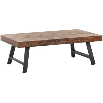 Beliani Table Basse En Bois De Pin Mdf Pieds En Métal Noir 130 X 70 Cm Bois Foncé - Publicité Beliani Table Basse En Bois De Pin Mdf Pieds En Métal Noir 130 X 70 Cm Bois Foncé - Publicité