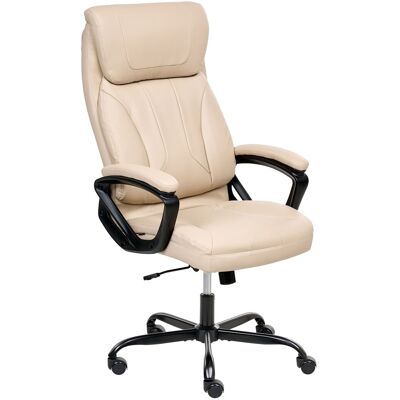 Beliani Fauteuil De Bureau En Cuir Pu Siège Inclinable Réglable En Hauteur Épais Beige - Publicité Beliani Fauteuil De Bureau En Cuir Pu Siège Inclinable Réglable En Hauteur Épais Beige - Publicité