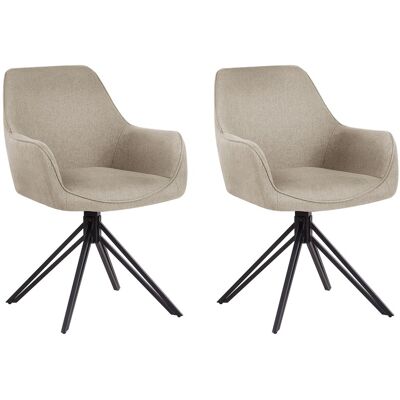 Beliani Lot De 2 Chaises De Sale À Manger En Tissu Rembourrées Pieds En Métal,Taupe - Publicité Beliani Lot De 2 Chaises De Sale À Manger En Tissu Rembourrées Pieds En Métal,Taupe - Publicité