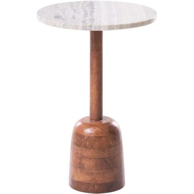 Beliani Table D'Appoint Moderne Plateau En Marbre Rond Et Pied En Bois De Manguier Acces - Publicité Beliani Table D'Appoint Moderne Plateau En Marbre Rond Et Pied En Bois De Manguier Acces - Publicité