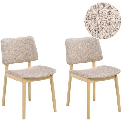 Beliani Lot De 2 Chaises De Salle À Manger Bouclé Structure En Bois D'Hévéa Marron Clair - Publicité Beliani Lot De 2 Chaises De Salle À Manger Bouclé Structure En Bois D'Hévéa Marron Clair - Publicité