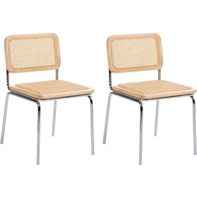 Beliani Lot De 2 Chaises De Salle À Manger Bohème Moderne Vintage Assise En Rotin Pe Syn - Publicité Beliani Lot De 2 Chaises De Salle À Manger Bohème Moderne Vintage Assise En Rotin Pe Syn - Publicité