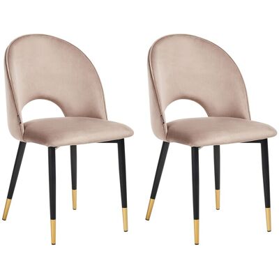 Beliani Lot De 2 Chaises De Repas Rétro Glamour En Velours Taupe Et Pieds En Métal Noir - Publicité Beliani Lot De 2 Chaises De Repas Rétro Glamour En Velours Taupe Et Pieds En Métal Noir - Publicité