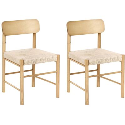 Beliani Lot De 2 Chaises De Salle À Manger Bohème En Bois D'Hévéa Avec Assise Tissée En - Publicité Beliani Lot De 2 Chaises De Salle À Manger Bohème En Bois D'Hévéa Avec Assise Tissée En - Publicité