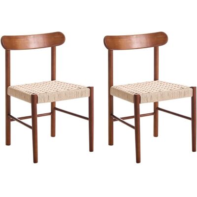 Beliani Lot De 2 Chaises De Salle À Manger Rétro Sans Accoudoirs En Bois D'Hévéa Et Cord - Publicité Beliani Lot De 2 Chaises De Salle À Manger Rétro Sans Accoudoirs En Bois D'Hévéa Et Cord - Publicité
