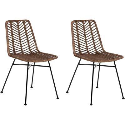 Beliani Lot De 2 Chaises De Salle À Manger Bohème Dossier Et Assise En Rotin Tressé Pied - Publicité Beliani Lot De 2 Chaises De Salle À Manger Bohème Dossier Et Assise En Rotin Tressé Pied - Publicité