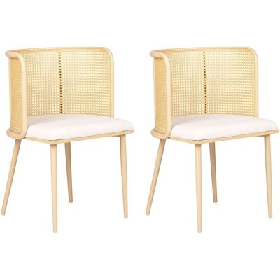 Beliani Lot De 2 Chaises Design En Métal Crème Lin Beige Clair Et Bois Clair Ajouré Kobu - Publicité Beliani Lot De 2 Chaises Design En Métal Crème Lin Beige Clair Et Bois Clair Ajouré Kobu - Publicité