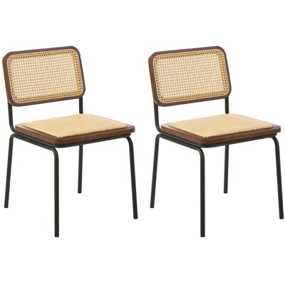 Beliani Lot De 2 Chaises De Salle À Manger Bohème Vintage Assise Et Dossier En Rotin Pe - Publicité Beliani Lot De 2 Chaises De Salle À Manger Bohème Vintage Assise Et Dossier En Rotin Pe - Publicité