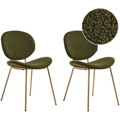Beliani Lot De 2 Chaises De Salle À Manger Rétro En Bouclé Sans Accoudoirs Avec Pieds En - Publicité Beliani Lot De 2 Chaises De Salle À Manger Rétro En Bouclé Sans Accoudoirs Avec Pieds En - Publicité