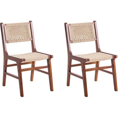 Beliani Lot De 2 Chaises De Salle À Manger Boho En Bois D'Hévéa Et Corde De Papier Tress - Publicité Beliani Lot De 2 Chaises De Salle À Manger Boho En Bois D'Hévéa Et Corde De Papier Tress - Publicité