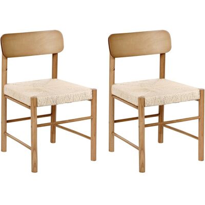 Beliani Lot De 2 Chaises De Salle À Manger Bohème En Bois D'Hévéa Avec Assise Tissée En - Publicité Beliani Lot De 2 Chaises De Salle À Manger Bohème En Bois D'Hévéa Avec Assise Tissée En - Publicité
