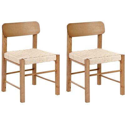 Beliani Lot De 2 Chaises De Salle À Manger Bohème En Bois D'Hévéa Avec Assise Tissée En - Publicité Beliani Lot De 2 Chaises De Salle À Manger Bohème En Bois D'Hévéa Avec Assise Tissée En - Publicité