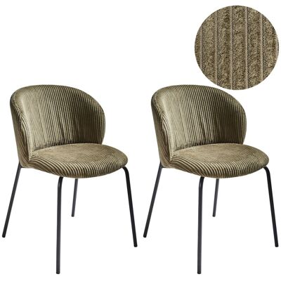 Beliani Lot De 2 Chaises En Velours Côtelé De Salle À Manger Pieds En Fer Dossier Arrond - Publicité Beliani Lot De 2 Chaises En Velours Côtelé De Salle À Manger Pieds En Fer Dossier Arrond - Publicité