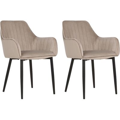 Beliani Lot De 2 Chaises Moderne Salle À Manger Salon En Velours Taupe Wellston - Publicité Beliani Lot De 2 Chaises Moderne Salle À Manger Salon En Velours Taupe Wellston - Publicité