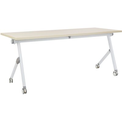 Bureau pliable blanc en métal réglable Beliani - 180x60cm - Publicité Bureau pliable blanc en métal réglable Beliani - 180x60cm - Publicité
