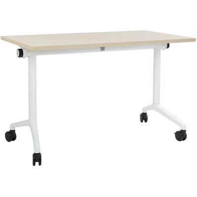 Beliani Bureau Pliable 120x60cm Rectangulaire À Roulettes Mobile Cadre Métallique Bois - Publicité Beliani Bureau Pliable 120x60cm Rectangulaire À Roulettes Mobile Cadre Métallique Bois - Publicité