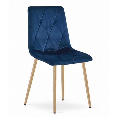 Sans Marque Fauteuil Libra - Velours Bleu Marine / Pieds Couleur Bois X 1 - Publicité Sans Marque Fauteuil Libra - Velours Bleu Marine / Pieds Couleur Bois X 1 - Publicité