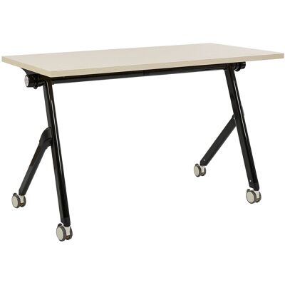 Beliani Bureau Pliant Rectangulaire À Roulettes Mobile 120x60cm Métallique Bois Et Noir - Publicité Beliani Bureau Pliant Rectangulaire À Roulettes Mobile 120x60cm Métallique Bois Et Noir - Publicité