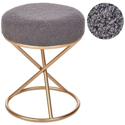 Beliani Tabouret D'Appoint Moderne En Bouclé Pieds En Métal Dorés Gris Presho - Publicité Beliani Tabouret D'Appoint Moderne En Bouclé Pieds En Métal Dorés Gris Presho - Publicité