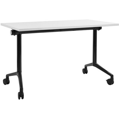 Beliani Bureau Pliable 120x60cm Rectangulaire À Roulettes Mobile Métallique Blanc Etnoir - Publicité Beliani Bureau Pliable 120x60cm Rectangulaire À Roulettes Mobile Métallique Blanc Etnoir - Publicité