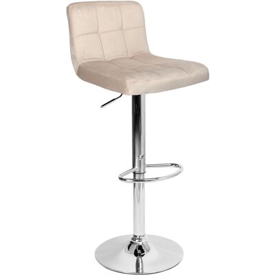 Sans Marque Tabouret De Bar Chromé Arako, Velours Beige - Publicité Sans Marque Tabouret De Bar Chromé Arako, Velours Beige - Publicité