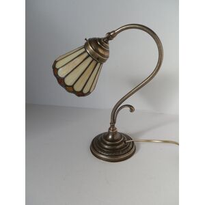 Arterameferro Lampe De Table En Laiton Foncé Avec Verre Tiffany Abat-Jour Livraison 24 Ore - Publicité Arterameferro Lampe De Table En Laiton Foncé Avec Verre Tiffany Abat-Jour Livraison 24 Ore - Publicité