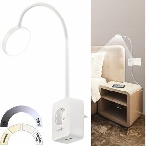 Lunartec Lampe À Col De Cygne Secteur Avec Report De Prise Et Chargeur Usb - Blanc - Lun - Publicité Lunartec Lampe À Col De Cygne Secteur Avec Report De Prise Et Chargeur Usb - Blanc - Lun - Publicité