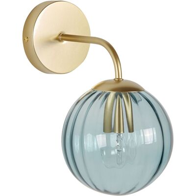 Applique Murale Beliani Or Bleu Verre - Abat-jour Globe 28 cm Style Rétro Art Déco Chambre Salon - Publicité Applique Murale Beliani Or Bleu Verre - Abat-jour Globe 28 cm Style Rétro Art Déco Chambre Salon - Publicité