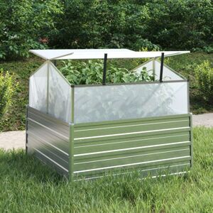 Lit Surélevé De Jardin Avec Serre 100x100x85 Cm Argenté Jardinière Vidaxl - Publicité Lit Surélevé De Jardin Avec Serre 100x100x85 Cm Argenté Jardinière Vidaxl - Publicité