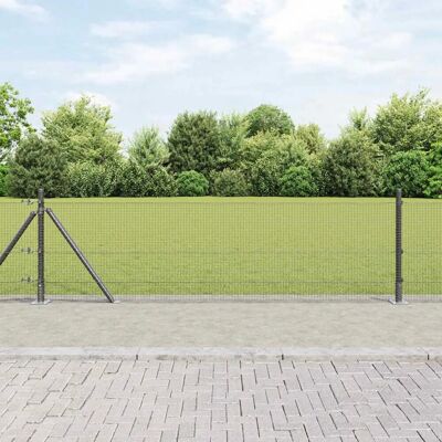 Clôture en Grillage Métallique vidaXL avec 7 Poteaux Flanqués - Gris - Publicité Clôture en Grillage Métallique vidaXL avec 7 Poteaux Flanqués - Gris - Publicité