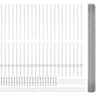 Clôture en fil métallique avec 44 poteaux, argenté, 1.4x50 m, vidaXL - Barrière - Publicité Clôture en fil métallique avec 44 poteaux, argenté, 1.4x50 m, vidaXL - Barrière - Publicité
