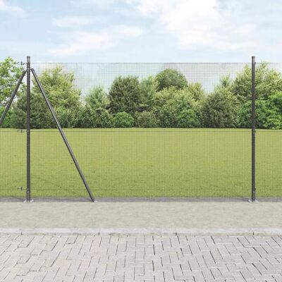 Clôture en Filière d’Acier vidaXL 7 Poteaux Flanqués Gris 1.4x10 m - Publicité Clôture en Filière d’Acier vidaXL 7 Poteaux Flanqués Gris 1.4x10 m - Publicité
