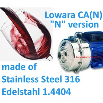 Pompe Centrifuge Ca120/33n1,5hp Acier316 Vin Cave Vinicole Viticulteur400 Lowara - Publicité Pompe Centrifuge Ca120/33n1,5hp Acier316 Vin Cave Vinicole Viticulteur400 Lowara - Publicité